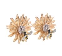 Baluue 2pcs Vintage Bee Brooch Pin with Daisy Flower Design for Women Rhinestone Lapel Pins for Coats Dresses Scarves Secure and Elegant Clothing Accessories