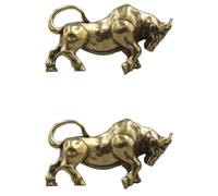 Baluue 2pcs Vintage Bullfight Pendant Brassware Retro Style Bull Keychain New Year Adornment Decorative Animal Ornament for Year Eve Celebration