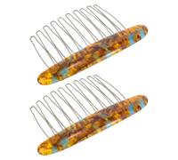 Baluue 2pcs Vintage Marble Pattern French Hair Combs with Iron Teeth, Small Side Comb Set for Women, Stylish Bridal and Party Hair Accessories for Prom and Wedding Hairstyles