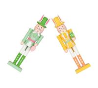 Baluue 2pcs Wooden Easter Bunny Nutcracker Figurines, Rabbit Statues Decorations for Spring Festival, Wooden Rabbit Sculpture Display for Home and Tabletop Decor