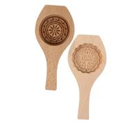 Baluue 2Pcs Wooden Moon Cake Molds for Homemade Baking Pastry Tools with Creative Floral and Moonfish Designs Easy-Clean Kitchen Utensils for Traditional Mooncake Making