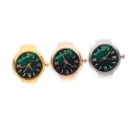Baluue 3 Pcs Finger Ring Watch Fashion Finger Watch Modern Design Stainless Steel Glass Decorative Not Easy to Fade Women Daily Wear 1.02X1.02X0.98Inch