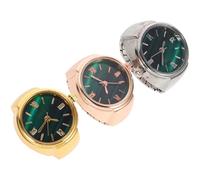Baluue 3 Pcs Finger Ring Watches for Women Men, Mini Creative Round Decorative Finger Watches, Shiny Glitter Casual Ornament Set in Rose Gold Gold Silver