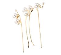 Baluue 3 Pcs Pearl Hair Sticks for Long Hair Elegant Hairpins 1 Large and 2 Medium Pearls for Women