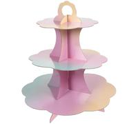 Baluue 3-Tier Rainbow Paper Cake Stand, Multi-Function Cupcake Dessert Holder for Birthday Parties and Afternoon Tea, Decorative Kitchen Supply for Cake Accessories and Muffin Display
