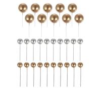 Baluue 30pcs Balloon Cake Topper Set Non-edible Foam Balls 4cm Gold, 2.5cm Silver, 2cm Gold for Birthday Cupcake Decorations Party Supplies