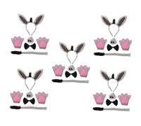 Baluue 30pcs Boy Girl Donkey Costume Halloween Ears Headband Bowtie Tail Nose Gloves for Animal Cosplay Parties Comfortable Fun for Boys Girls