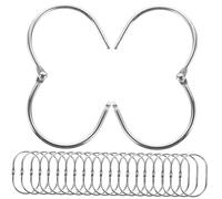 Baluue 30pcs Metal Shower Curtain Hooks Rings Open with Snap Closure Corrosion-resistant Curtain Accessories Silver Finish
