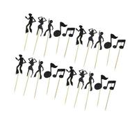 Baluue 30pcs Vintage Music Theme Cake Picks Set with Note Design Cupcake Toppers, 5 Styles X 6pcs Each, Decorative Party Supplies for Birthday and Themed Events