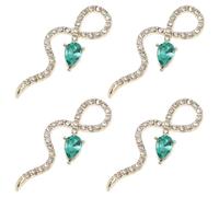 Baluue 3d Manicure Decorations with Shiny Effect for DIY Nail Art at Home Snake Nail Charms 4pcs in Green Alloy Stylish and Unique