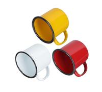Baluue 3pcs 6cm Enamel Mugs Thickened Small Retro Drinking Cups Set for Multi-Color White Red Yellow Heat-Resistant Water Tea Coffee Cups for Home Use