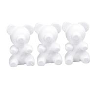 Baluue 3pcs Bear Model White Craft Moulds for DIY Painting and Desktop Decor Sitting Bear Embryo Models for Art Projects Craft and Home Decoration