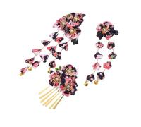 Baluue 3pcs Japanese Kimono Hair Clips Elegant Flower Tassel Barrettes Lightweight Traditional Asian Hair Accessories for Women Bridal Ceremony