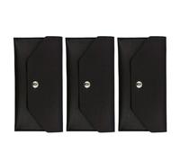 Baluue 3pcs Reusable Long Cash Envelope Wallet for Women Minimalist Black PU Money Organizer Card Holder and Change Purse for Daily Use School Office Travel Budget Management