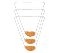 Baluue 3pcs Simulation Fried Chicken Wing Necklace Set, 3d Fried Chicken Link Chain Jewelry for Women Men, Novelty Hip Hop Party Costume Accessory