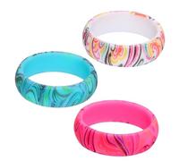 Baluue 3Pcs Stackable Silicone Wedding Rings for Men Women Wide Bohemian Style Rubber Bands for Outdoor Activities Sports Casual Wear Fashionable Durable
