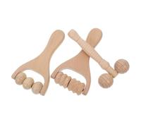 Baluue 3pcs Wood Therapy Facial Roller Set Massage Tools for Neck and Face Portable Beauty Skincare Tools for Women Includes Three Types He San Zhu He Chi Zhu and Round Ball
