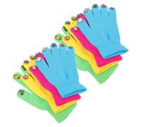 Baluue 4 Pairs Thermal Knit Gloves for Women Men Full Finger Winter Outdoor Riding Driving Mitts with Stretchy Fit and Rhinestone Nail Decoration Warm Thick Portable Bike Gloves