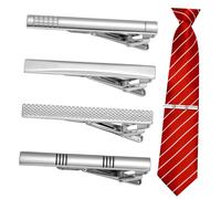 Baluue 4 Pcs Copper Tie Clips Set for Men Strong Spring Pinch Clip Tie Bar with Smooth Surface Secure Grip Necktie Accessories for Business Banquet and Formal Suit