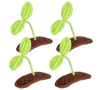 Baluue 4 Pcs Sprout Clip for Hair Woolen Yarn Bean Sprout Shape Cute Knitted Design Light Green Decorative Hair Clips for Theme Party Female Friends Girl