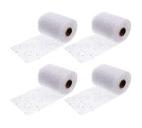 Baluue 4pcs 15cm White Snow Dot Poly Mesh Ribbon for Bouquet Wrapping, DIY Yarn Ribbon, Decorative Floral Packaging Mesh for Party and Box Decor