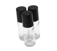 Baluue 4pcs 30ml Refillable Roll-on Essential Oil Bottle Set Black Glass Anti-leak Design for Aromatherapy and Home Use