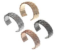 Baluue 4pcs Adjustable Punk Fish Scale Bracelets Chunky Metal Bangles in Gold Silver Rose Gold and Gun Black Stylish Open Cuff Jewelry for Daily Wear Party and Work
