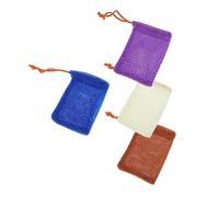 Baluue 4pcs African Soap Pouch Set Quick Dry Mesh Bathing Soap Storage Bags Small Exfoliating Pouches for Bathroom Use Assorted Colors (purple Blue Coffee Beige)