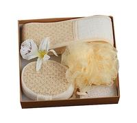 Baluue 4pcs Bath Scrubber Natural Loofah Sponge Bath Towel Body Cleaning Tools for Gentle Exfoliation Suitable for Men and Women Reusable and Washable
