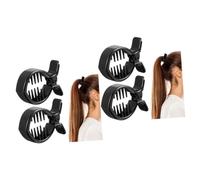 Baluue 4pcs Black Round Hair Clips Strong Tension Updo Ponytail Holders for Women Fish Tail Design Non- Hair Accessories for Parties and Everyday Use