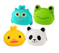 Baluue 4pcs Cartoon Silicone Coin Purse Set, Compact Pouch for Small Item Storage, Adorable Wallets Suitable for Rewarding for Learning to Save