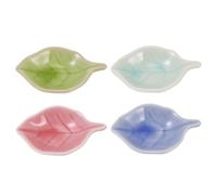 Baluue 4Pcs Ceramic Essential Oil Bowls Aromatherapy Plates Spa Aroma Dish Set for Beauty Salon and Home Use, Small Crackle Glaze Porcelain Tray for Essential Oil Storage and Random Color