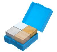 Baluue 4pcs Density Blocks Set 2cm Brass Iron Aluminum Wood Cubes Precise Size Flat Smooth Surface Storage Box for Laboratory Science Education