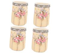 Baluue 4pcs Desktop Makeup Brush Organizer Creative Resin Pen Holder for Cosmetics and Stationery Stylish Design for Vanity Bedroom Office for Students and Teachers