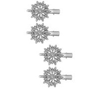 Baluue 4pcs Elegant Rhinestones Flower Hair Clips for Women All- Hair Barrettes for Parties Weddings and Gatherings Stylish Side Hairpins Shiny Detail