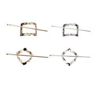 Baluue 4pcs Fashionable Hair Bun Holders Geometric Metal Hair Accessories for Women Elegant Bun Clips for Types No Damage and