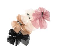 Baluue 4pcs French Bow Hairpin Elegant Bowknot Banana Clips for Women Hairstyles for Ponytails Updos and Daily Use Black Khaki Beige Pink