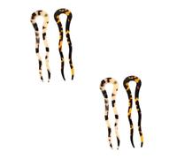 Baluue 4pcs French Wavy U-shaped Hairpins Acetate Bun Hair Forks for Elegant Hairstyles for Parties Festivals and Daily Wear Tortoise Shell Design