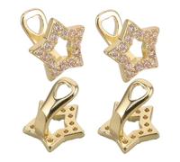 Baluue 4pcs Golden Hollow Star Tooth Grill Caps with Zirconia Rhinestones High Polish Bling Hip Hop Jewelry for Men Women Rapper Costume Accessory for Party and Daily Wear