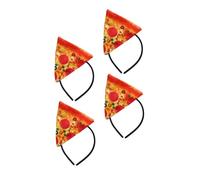 Baluue 4pcs Halloween Pizza Headband Cute Funny Food Hair Band Pizza Slice Headband Costume Dress up Occasion Headpiece for Boys and Girls Adults Party Favors