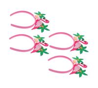 Baluue 4pcs Hawaiian Flamingo Headband with Coconut Tree and Flower Hair Bands Tropical Party Accessories for Beach Festivals Gentle Secure Fit Hair Hoops for Luau and Carnival