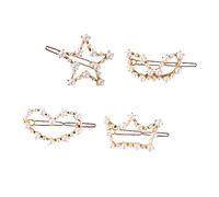 Baluue 4pcs Heart Shaped Hair Clips Geometric Barrette for Girls Includes Five-pointed Ear Designs Hair Accessories for Stylish Looks