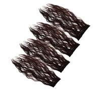 Baluue 4pcs Invisible Hairpieces Curly Wavy Hair Topper Clip-in Hairpiece Cosplay Wigs Curly Wavy Wispy Clip in Bang Women Dark Brown