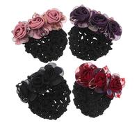 Baluue 4pcs Korean Style Flower Hairnet Clip Lightweight Mesh Bun Cover with Secure Clasp Asian-inspired Floral Hairpins for Women S Thick Hair Elegant Hair Accessories for Stewardess