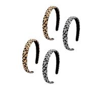 Baluue 4pcs Leopard Wide Headbands for Women Creative Hair Hoops for Daily Wear and Face Washing Comfortable Cloth Hair Accessories Beige