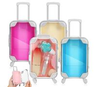 Baluue 4pcs Lightweight Abs Eyelash Organizer Set with Realistic Mini Luggage Design, Travel Cosmetic Storage Boxes for Women, Stylish Makeup Case for Easy Organizing