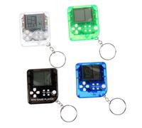 Baluue 4pcs Mini Handheld Video Game Pendant Keychain Transparent Small Game Machine Decorations for Bags Backpacks Car Keys Multi-functional Retro Style Accessories