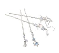 Baluue 4pcs Moonstone Hair Sticks for Women Vintage Chinese Style Hairpins with Tassels Elegant Bun Holders Asian Hair Jewelry
