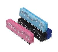 Baluue 4Pcs Music Note Pencil Case for Students Sturdy Piano Pattern Pen Pouch with Smooth Zipper Practical Storage for Pens Pencils and School Supplies Black Blue Pink Colors