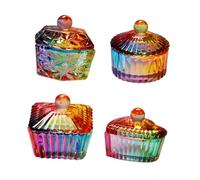 Baluue 4Pcs Nail Dish Multi-Function Dappen Dish 1.57X1.38X0.79In Stylish Delicate Look Design Glass Crystal Small but Enough Weight for Nail Art Use